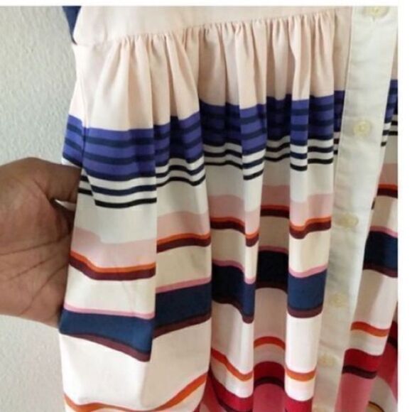 Kate Spade Women’s Size 00 Berber Fit and Flare Dress Pink Striped Button Up - Picture 10 of 13